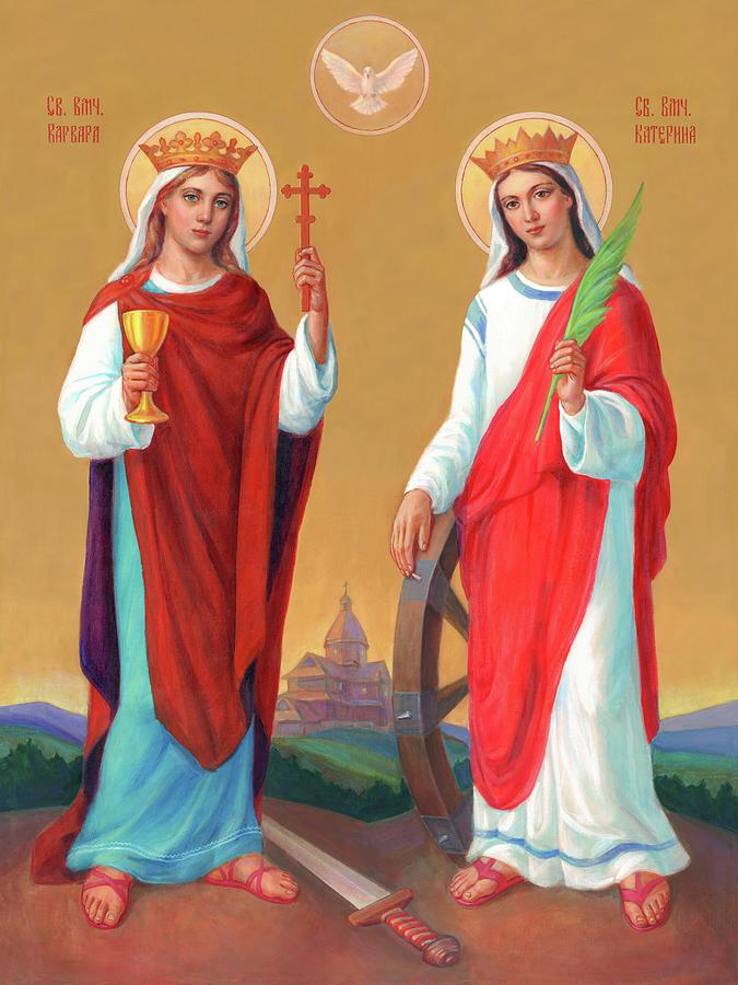 Saint Barbara And Saint Catherine Painting by Svitozar Nenyuk