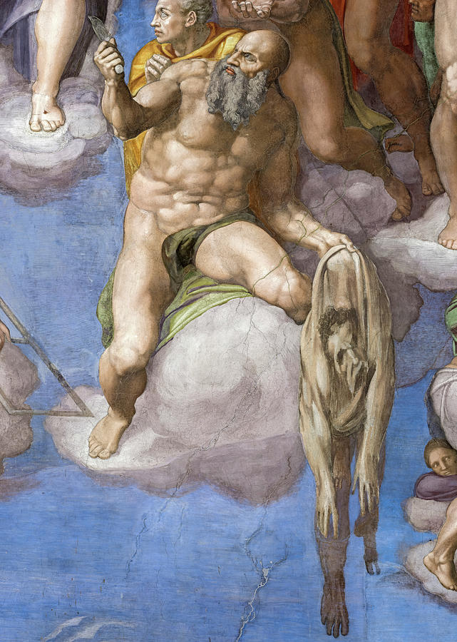 Michelangelo Painting - Saint Bartholomew Displaying his Flayed Skin, The Last Judgment by Michelangelo