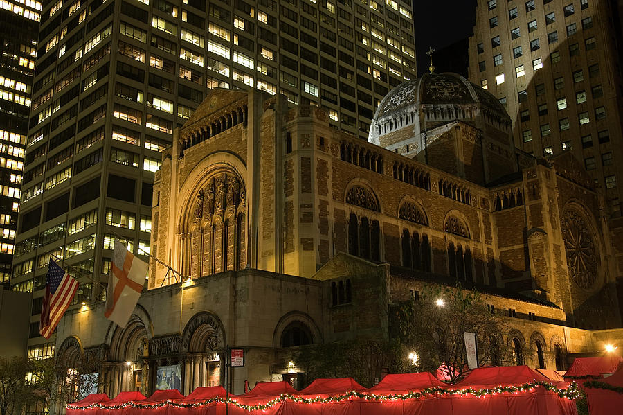 Saint Bartholomew's Episcopal Church New York City Nighttime Chr