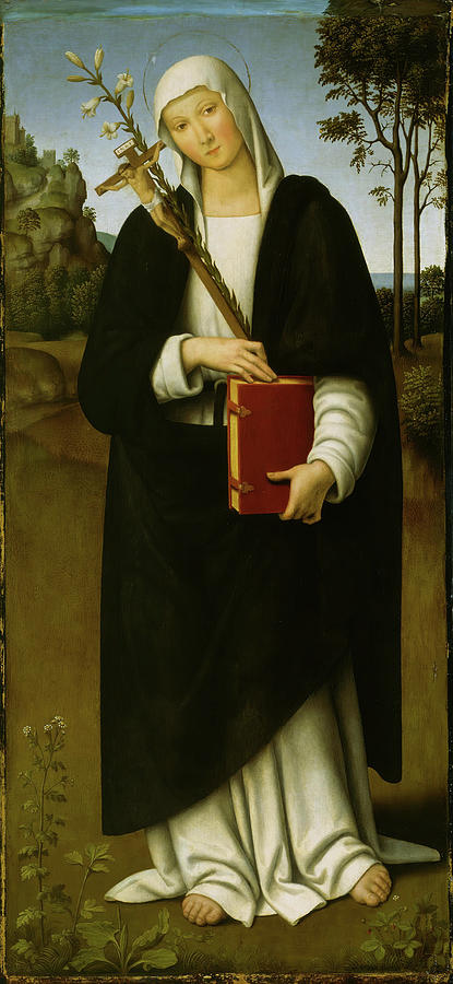 Saint Catherine of Siena. Lo Spagna -Giovanni di Pietro-, Italian, active 1504-28. Painting by Lo Spagna