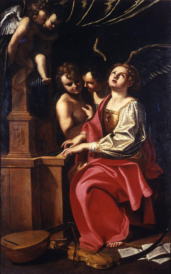 Saint Cecilia Playing the Organ Painting by Italian Emilian School - Pixels