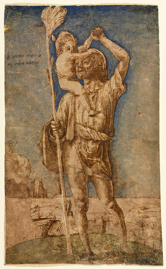 Saint Christopher Drawing by Andrea Mantegna