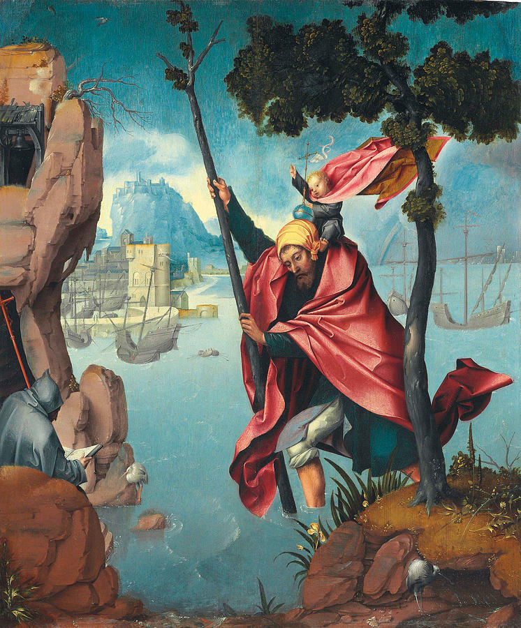 Saint Christopher  Painting by Workshop of Cornelis Engelbrechtsz