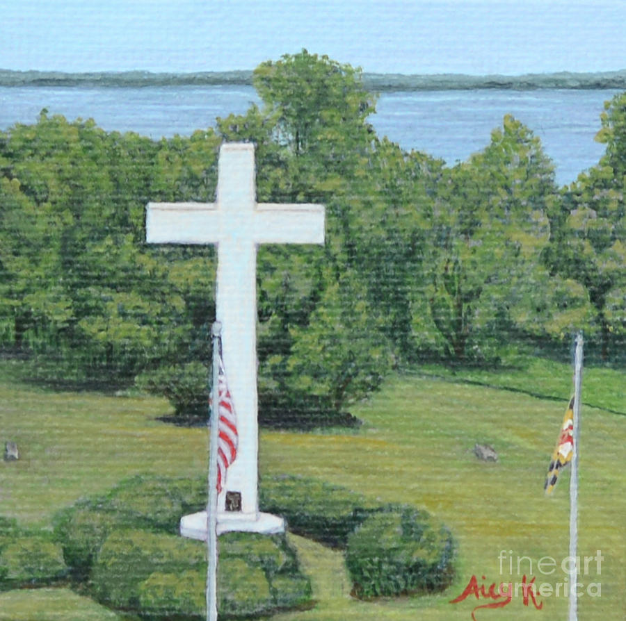 Saint Clements Island Cross Mini Artwork Painting by Aicy Karbstein