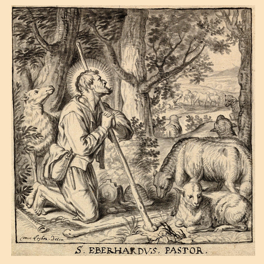 Saint Eberhard of Tuentenhausen as a Shepherd Drawing by Jan Sebastiaen Loybos