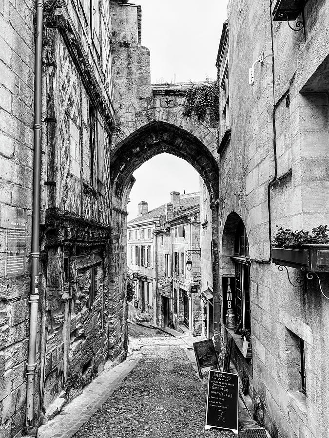 Saint Emilion Streets in Black and White Photograph by Georgia Clare