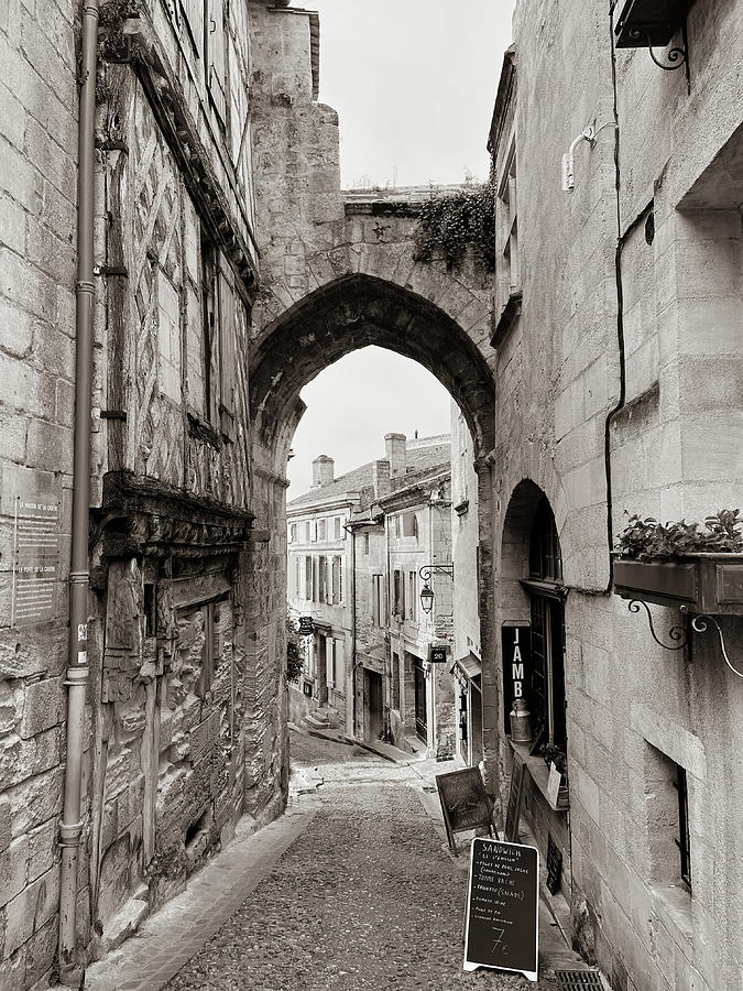 Saint Emilion Streets in Sepia Photograph by Georgia Clare