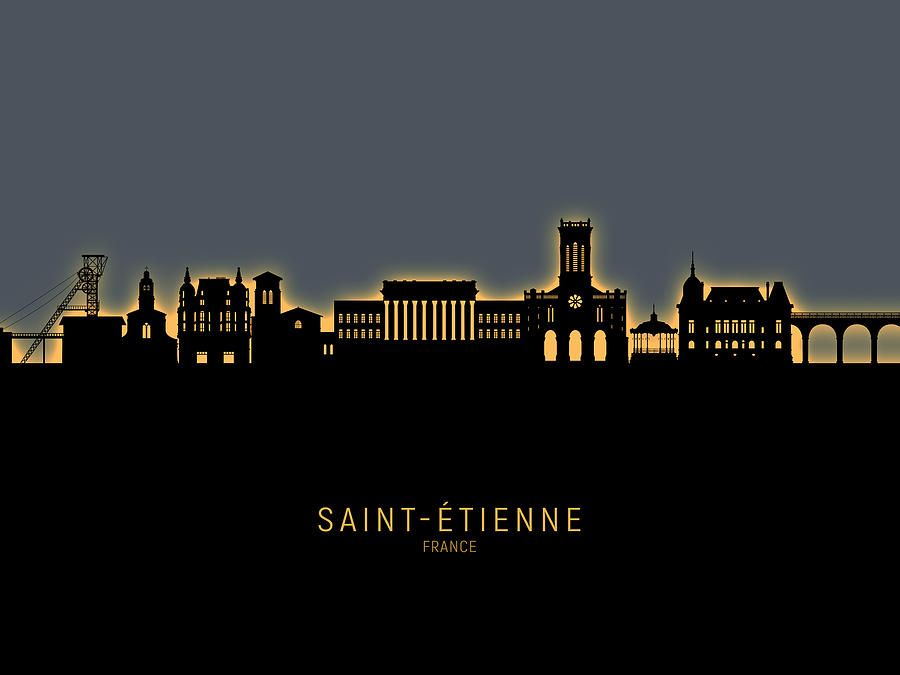 Saint-Etienne France Skyline #00 Digital Art by Michael Tompsett