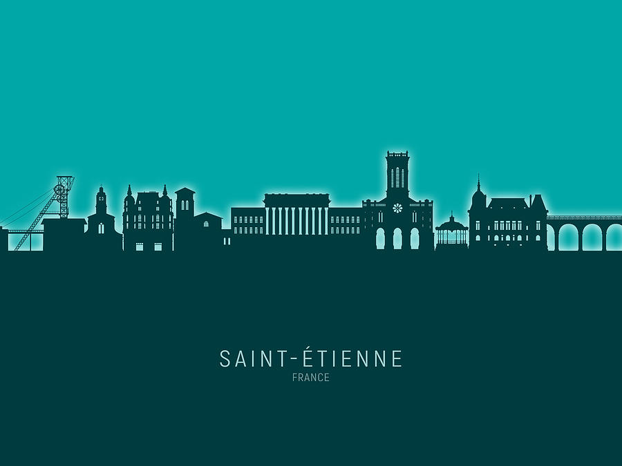 Saint-Etienne France Skyline #02 Digital Art by Michael Tompsett