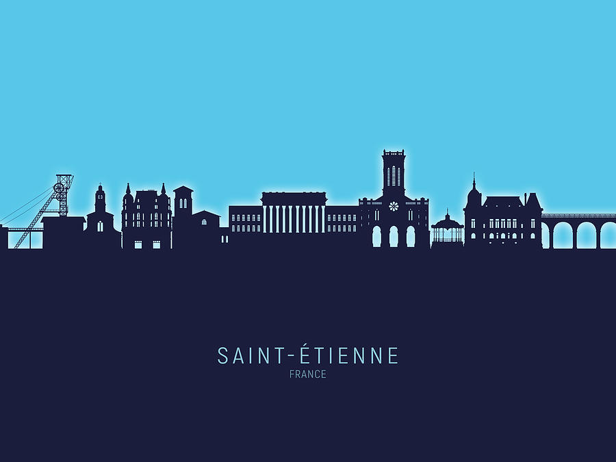 Saint-Etienne France Skyline #03 Digital Art by Michael Tompsett