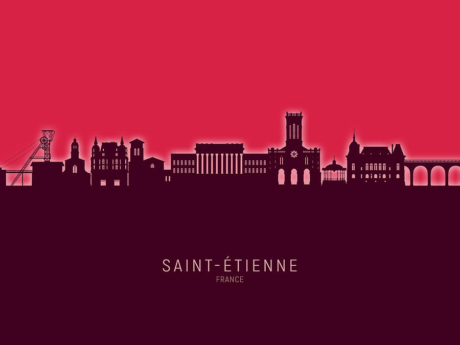 Saint-Etienne France Skyline #06 Digital Art by Michael Tompsett