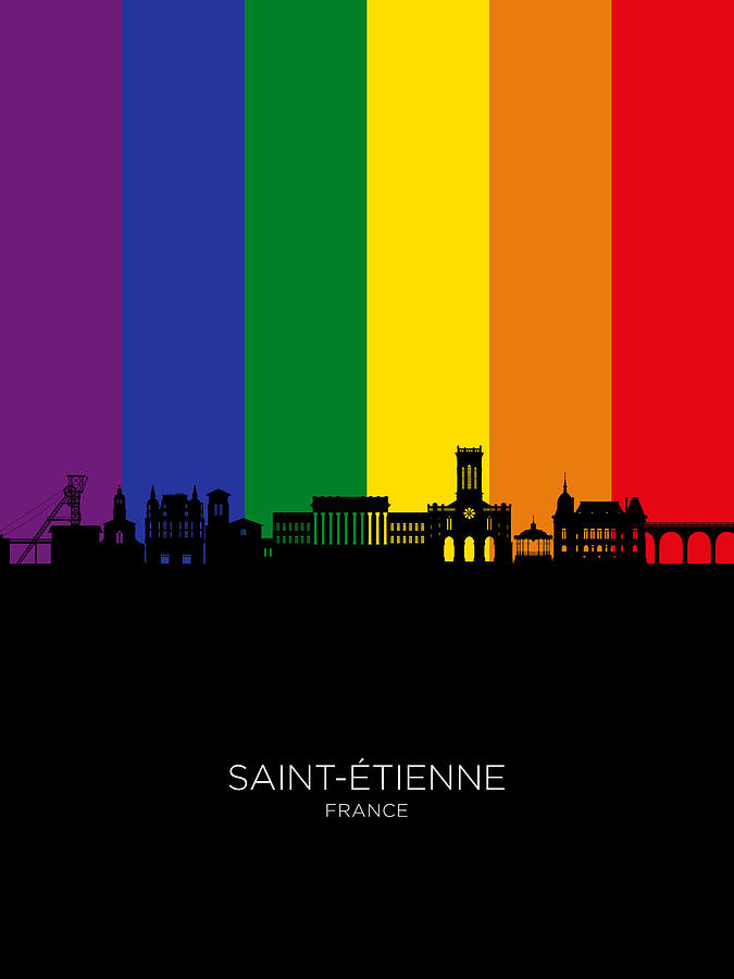 Saint-Etienne France Skyline #08 Digital Art by Michael Tompsett