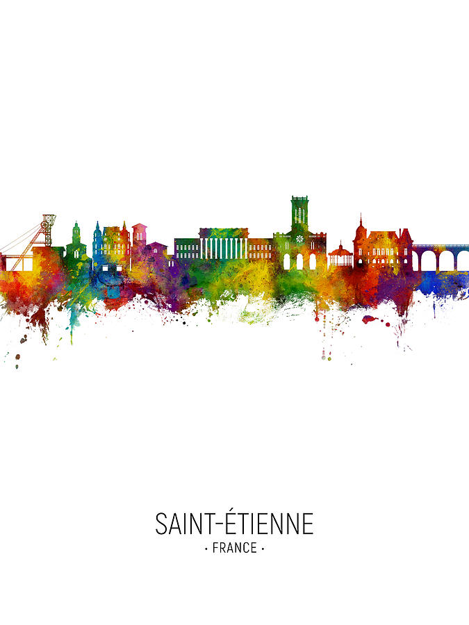 Saint-Etienne France Skyline #09 Digital Art by Michael Tompsett