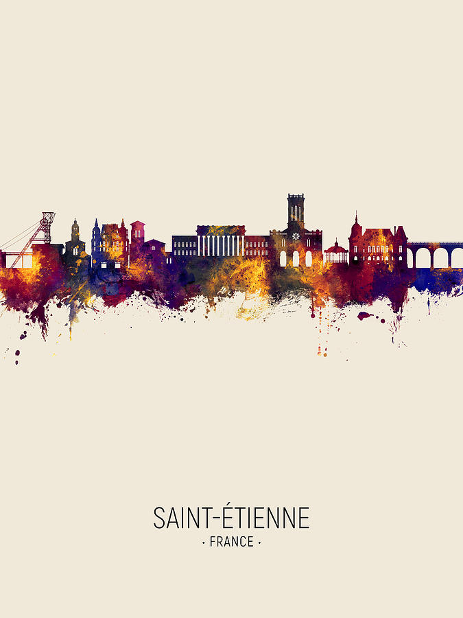 Saint-Etienne France Skyline #10 Digital Art by Michael Tompsett
