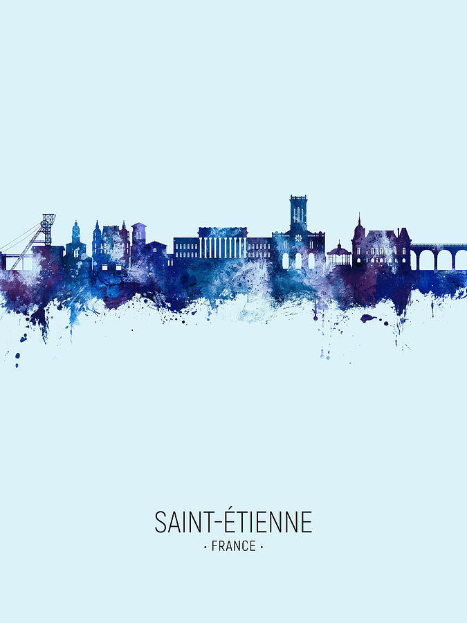 Saint-Etienne France Skyline #11 Digital Art by Michael Tompsett