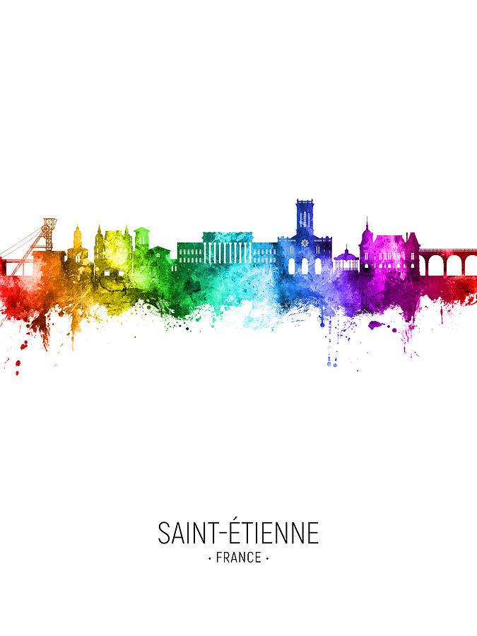 Saint-Etienne France Skyline #12 Digital Art by Michael Tompsett