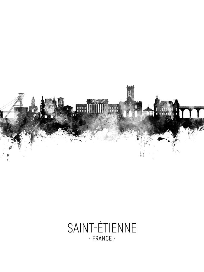 Saint-Etienne France Skyline #13 Digital Art by Michael Tompsett