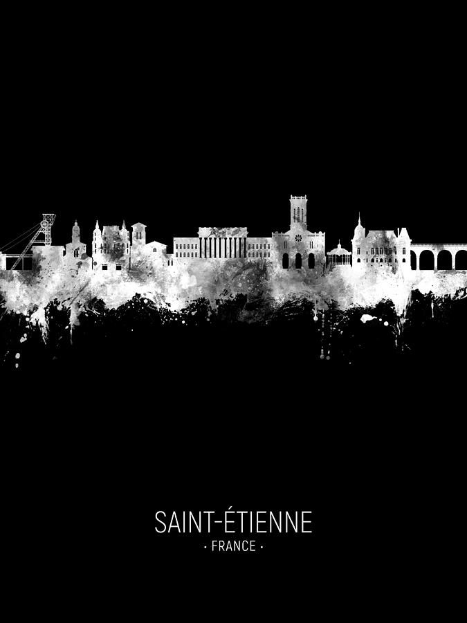 Saint-Etienne France Skyline #14 Digital Art by Michael Tompsett