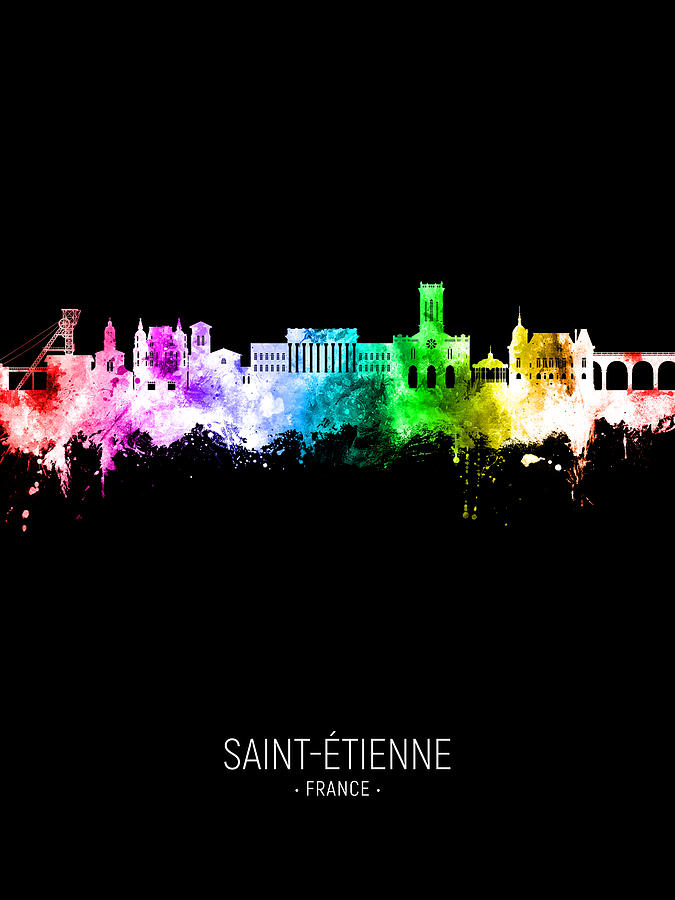 Saint-Etienne France Skyline #15 Digital Art by Michael Tompsett