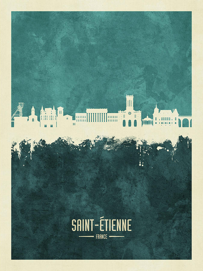 Saint-Etienne France Skyline #16 Digital Art by Michael Tompsett