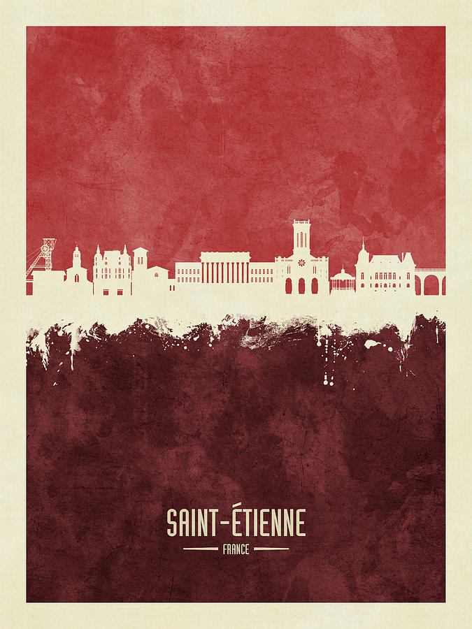 Saint-Etienne France Skyline #17 Digital Art by Michael Tompsett