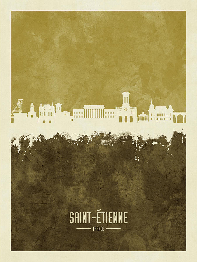 Saint-Etienne France Skyline #18 Digital Art by Michael Tompsett