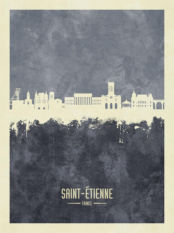 Saint-Etienne France Skyline #19 Digital Art by Michael Tompsett