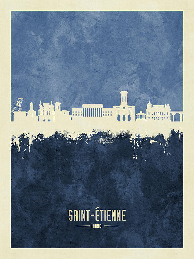 Saint-Etienne France Skyline #20 Digital Art by Michael Tompsett