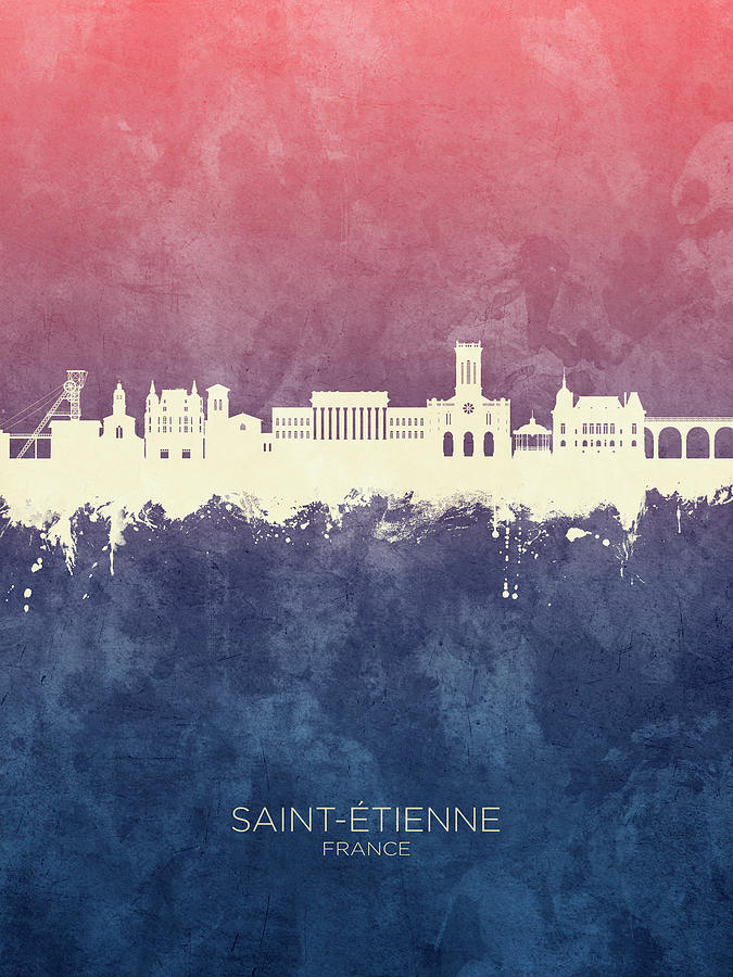 Saint-Etienne France Skyline #21 Digital Art by Michael Tompsett