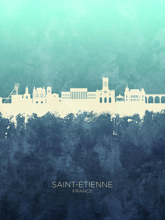 Saint-Etienne France Skyline #22 Digital Art by Michael Tompsett
