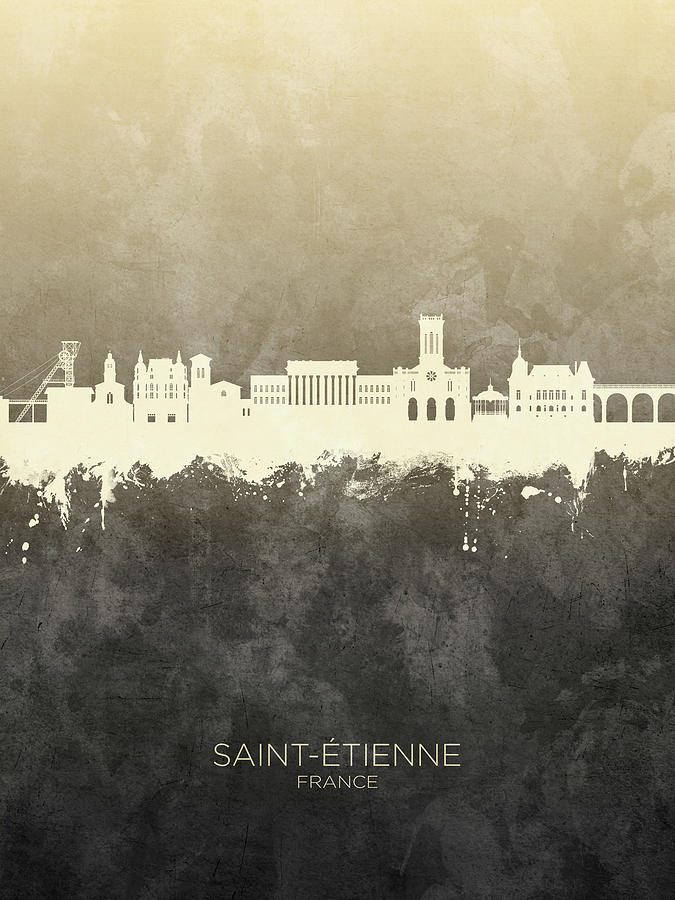 Saint-Etienne France Skyline #23 Digital Art by Michael Tompsett