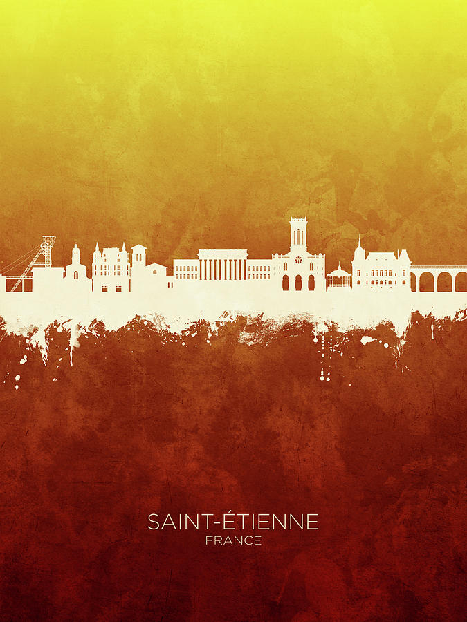 Saint-Etienne France Skyline #24 Digital Art by Michael Tompsett