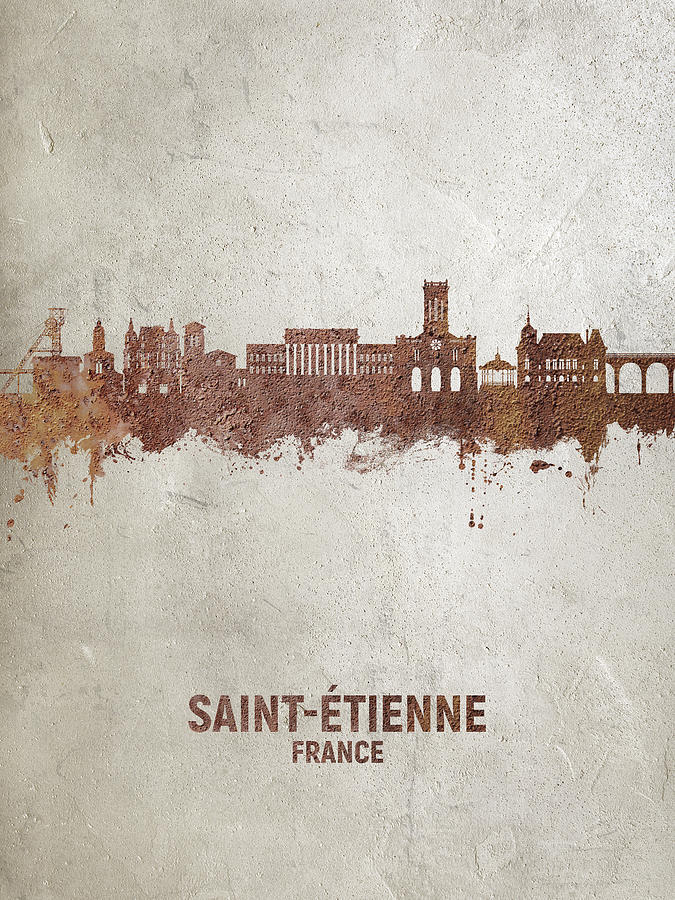 Saint-Etienne France Skyline #25 Digital Art by Michael Tompsett