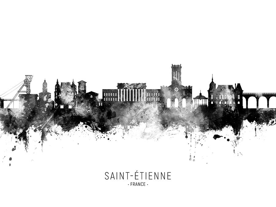 Saint-Etienne France Skyline #88 Digital Art by Michael Tompsett