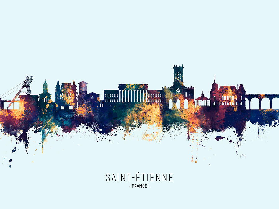 Saint-Etienne France Skyline #90 Digital Art by Michael Tompsett