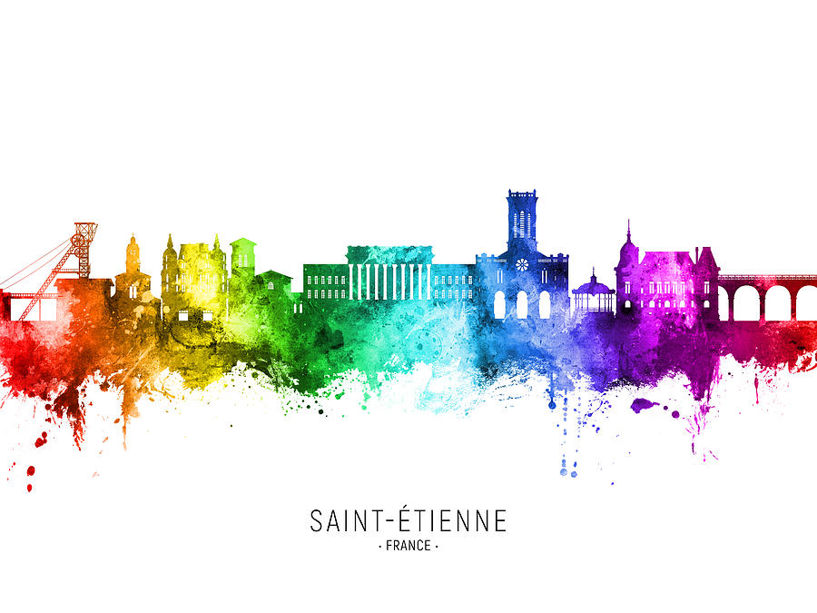 Saint-Etienne France Skyline #91 Digital Art by Michael Tompsett