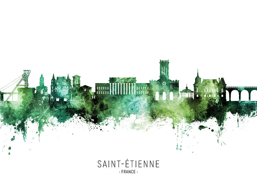 Saint-Etienne France Skyline #94 Digital Art by Michael Tompsett