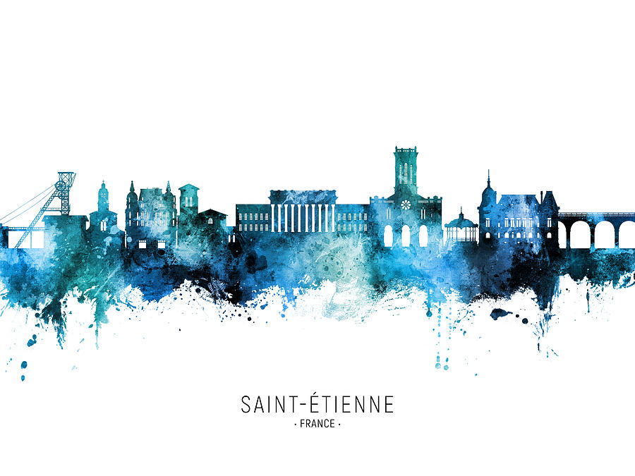 Saint-Etienne France Skyline #96 Digital Art by Michael Tompsett