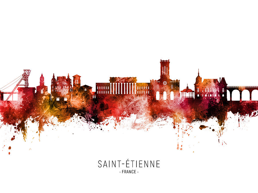 Saint-Etienne France Skyline #97 Digital Art by Michael Tompsett