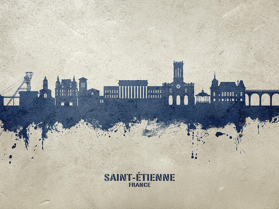 Saint-Etienne France Skyline #98 Digital Art by Michael Tompsett