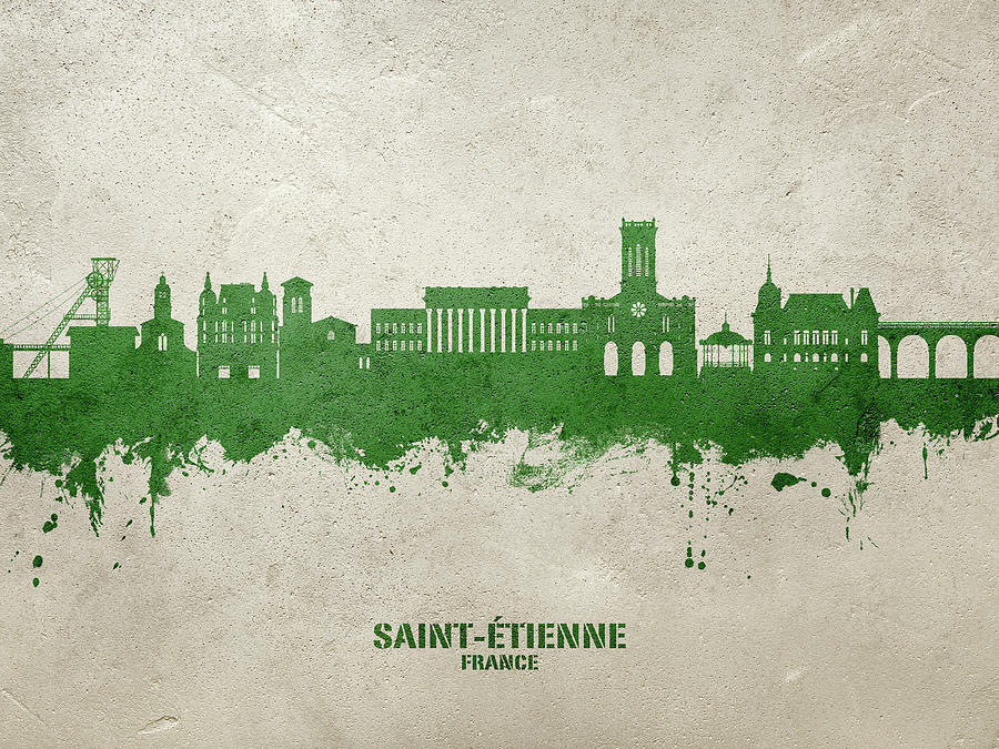 Saint-Etienne France Skyline #99 Digital Art by Michael Tompsett