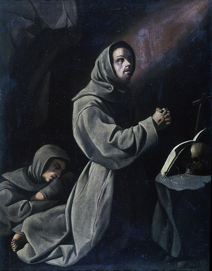 Saint Francis. FRANCISCO DE ZURBARAN. SAN FRANCISCO DE ASIS. Painting by Francisco de Zurbaran -c 1598-1664-