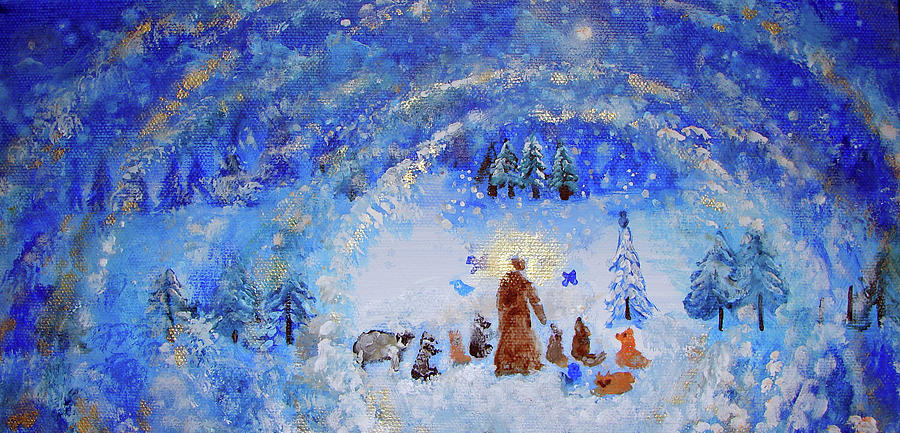Saint Francis In The Snow Painting by Ashleigh Dyan Bayer