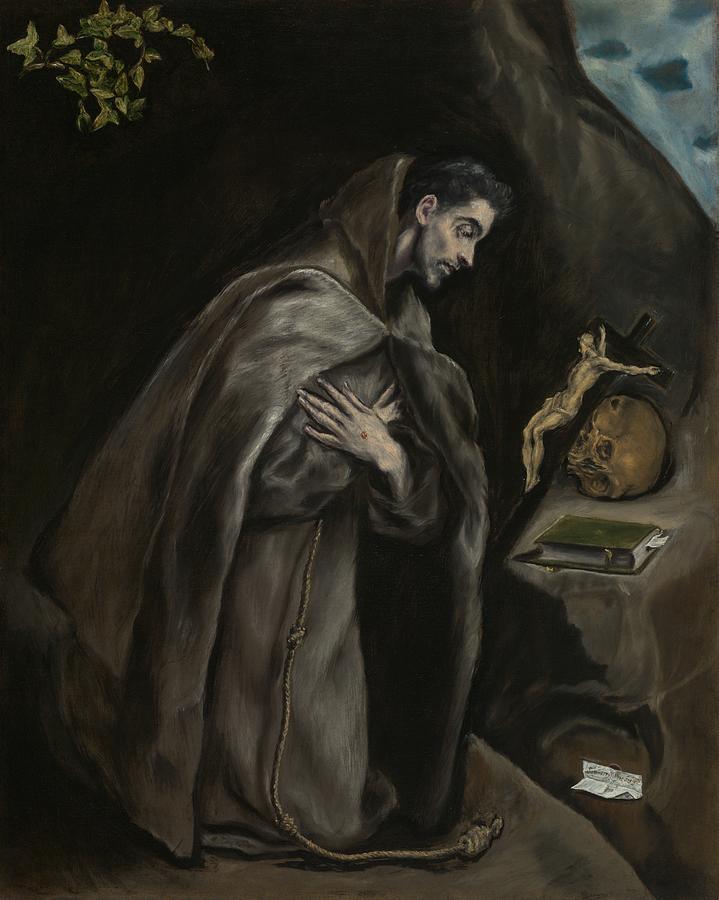 Saint Francis Kneeling in Meditation Painting by El Greco