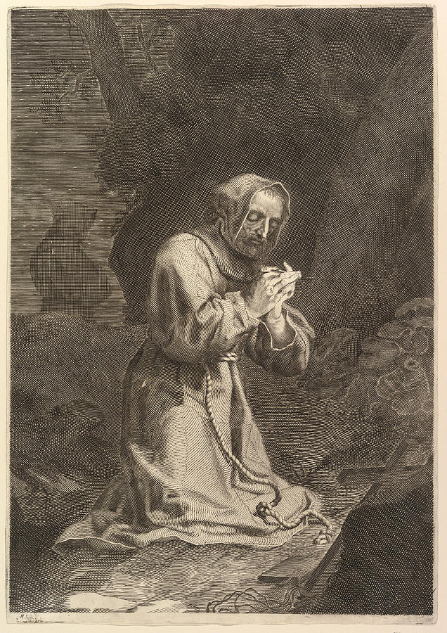 Saint  Francis of Assisi Drawing by Nicolas Bazin