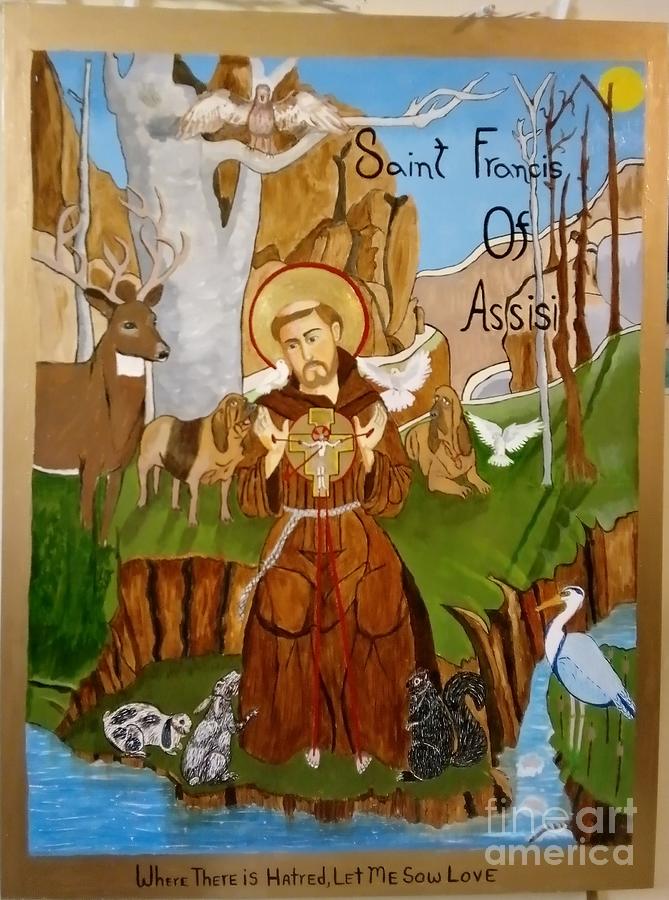 Saint Francis of Assisi Painting by Sherrie Winstead