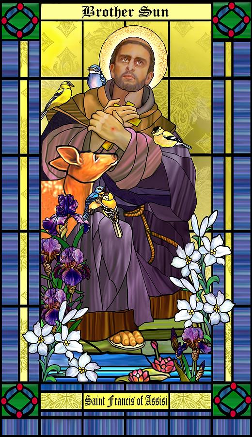 Saint Francis Stained Glass 2 Mixed Media by Anthony Seeker
