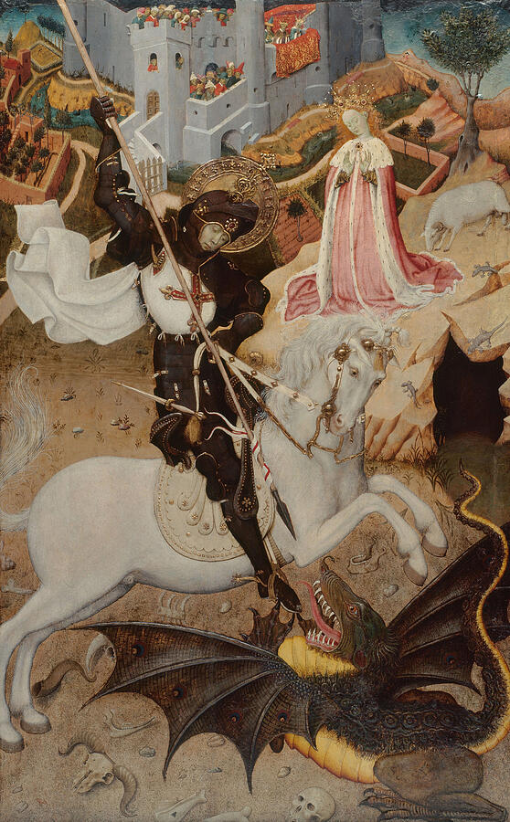 Saint George and the Dragon, between 1434-1435 Painting by Bernat Martorell