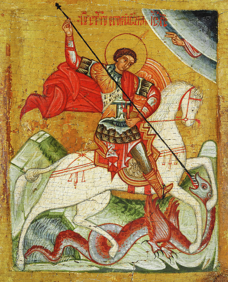 Dragon Painting - Saint George and the Dragon by Russian Icon