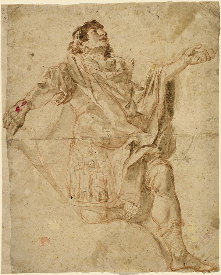 Saint George Kneeling Drawing by Cosmas Damian Asam